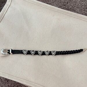 Brighton Black Braided bracelet with Silver Heart Accents